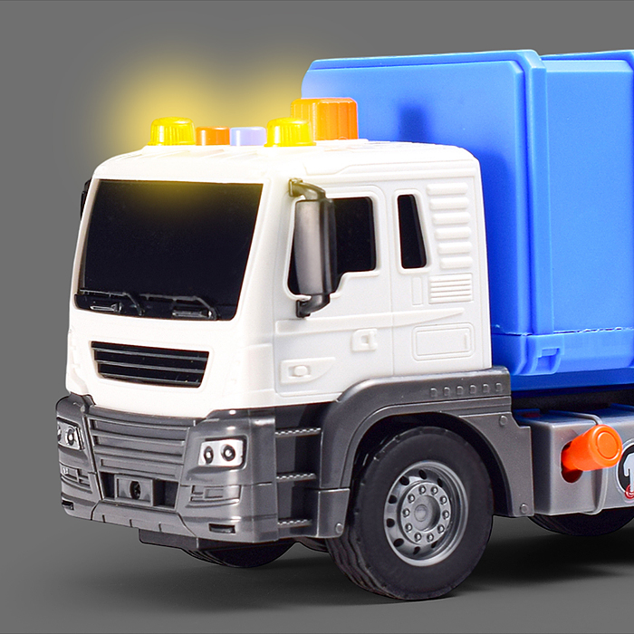 Машина JS108A "Эко-мусоровоз" 1:16 (свет, звук) в коробке (цвет синий)