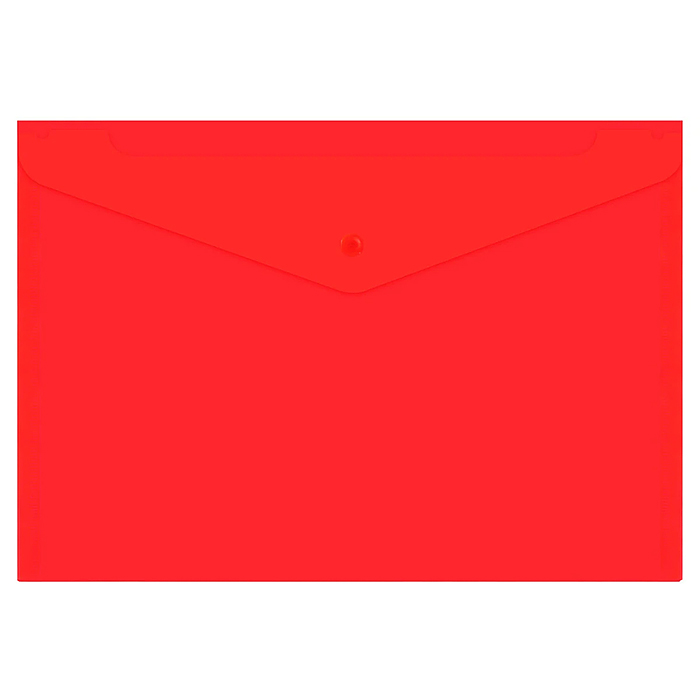 Папка-конверт с кнопкой прозрачная А4 до 100 л, красная, 0,15 мм "Universal"
