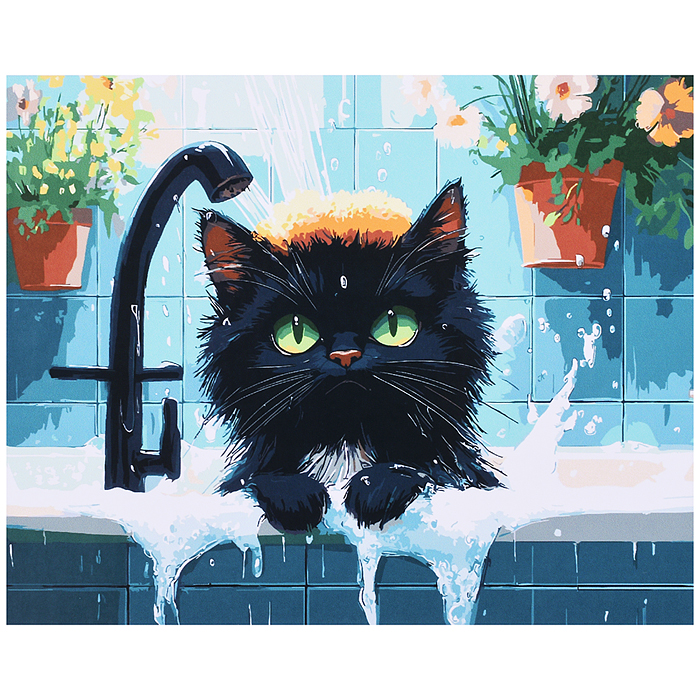 Холст с красками 40x50 по номерам "Банный день" в коробке (30цв.) 