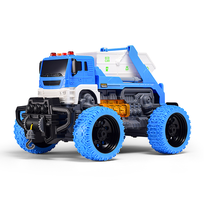 Машина JS107AS "Эко-мусоровоз" 1:16 (свет, звук) в коробке (цвет синий)