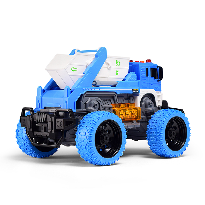 Машина JS107AS "Эко-мусоровоз" 1:16 (свет, звук) в коробке (цвет синий)