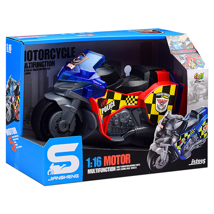 Мотоцикл JS127B "Мотогонщик" 1:16 (свет, звук) в коробке