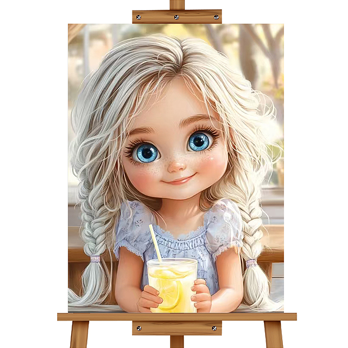 Фото к товару Мозаика алмазная MKA3020-61 "Девочка с соком" 20*30см. Мозаика алмазная MKA3020-61 "Девочка с соком" 20*30см.