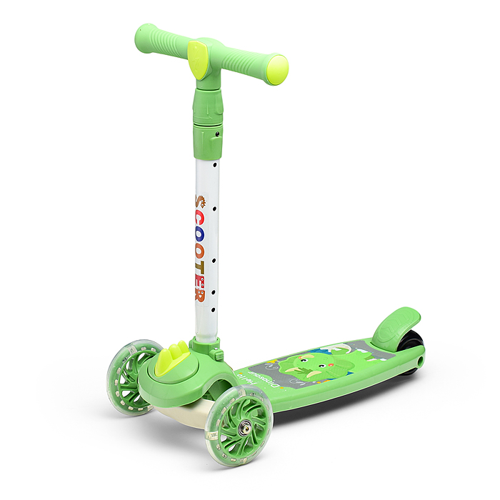 Самокат U001198Y 3-х кол., зеленый, PU, в коробке