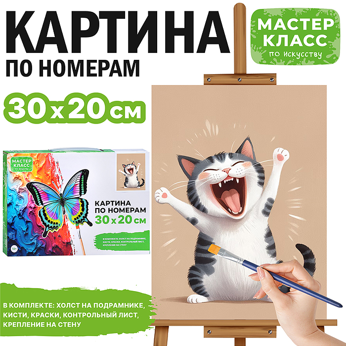 Набор для рисования MKR3020-81 "Картина по номерам 30х20 см. Весёлый кот"