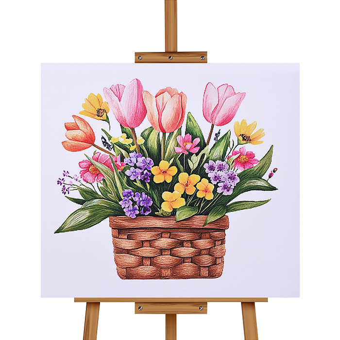 Мозаика алмазная MKA2020-42 "Красивые цветы в корзинке" 20*20 см.