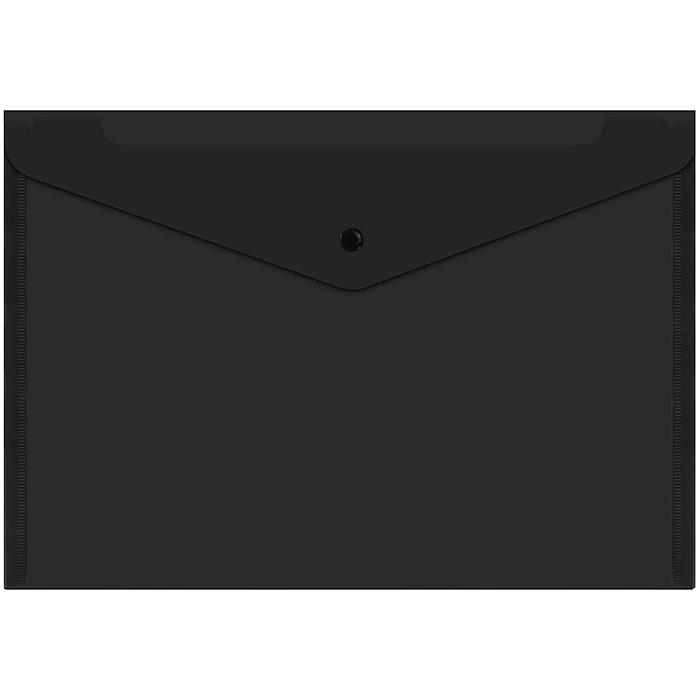 Фото к товару Папка-конверт с кнопкой прозрачная А4 до 100 л, черная, 0,15 мм "Universal" Папка-конверт с кнопкой прозрачная А4 до 100 л, черная, 0,15 мм "Universal"