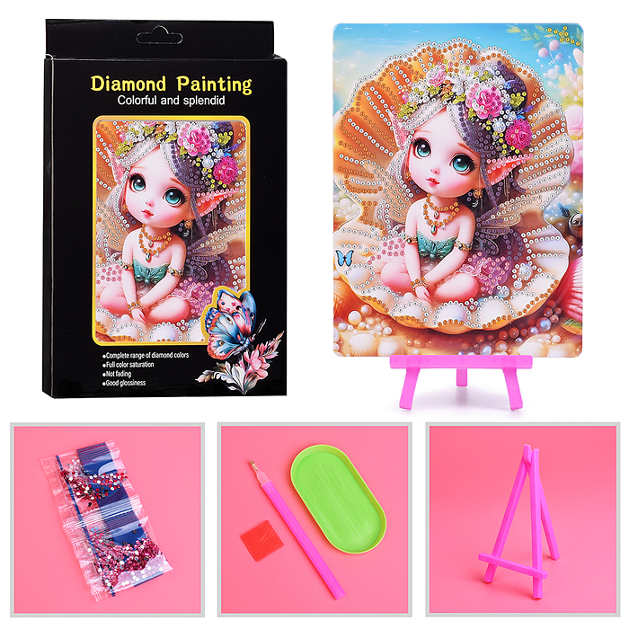 Мозаика алмазная 00-7615 "Малышка в ракушке" 15*20см