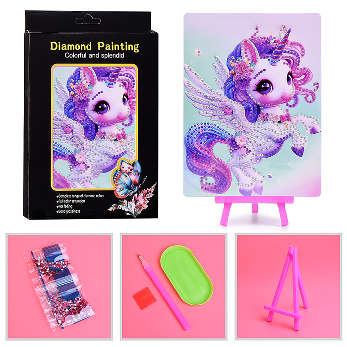 Мозаика алмазная 00-7611 "Единорожка" 15*20см