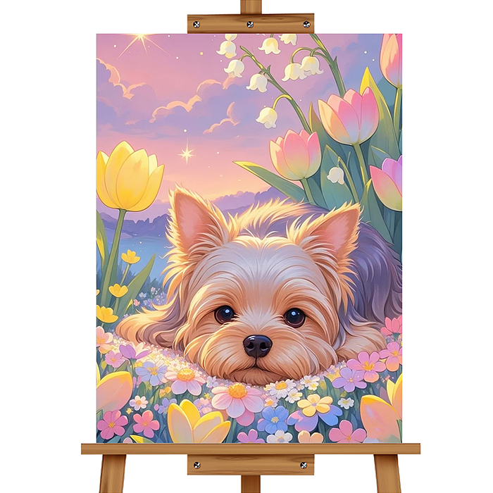 Набор для рисования MKR3020-52 "Картина по номерам 30х20 см. Щенок в цветах"