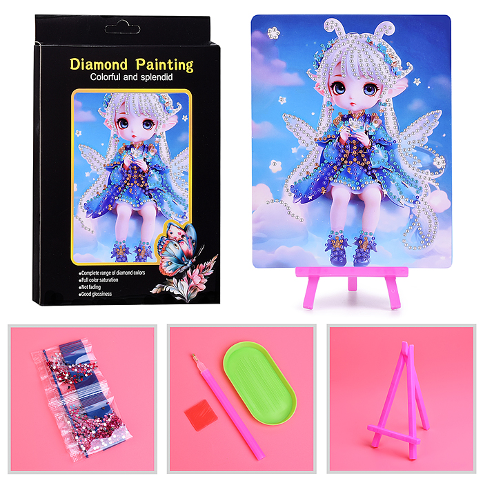 Мозаика алмазная 00-7610 "Девочка-бабочка" 15*20см