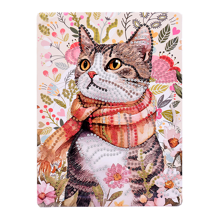 Мозаика алмазная 00-7618 "Котик в шарфе" 15*20см