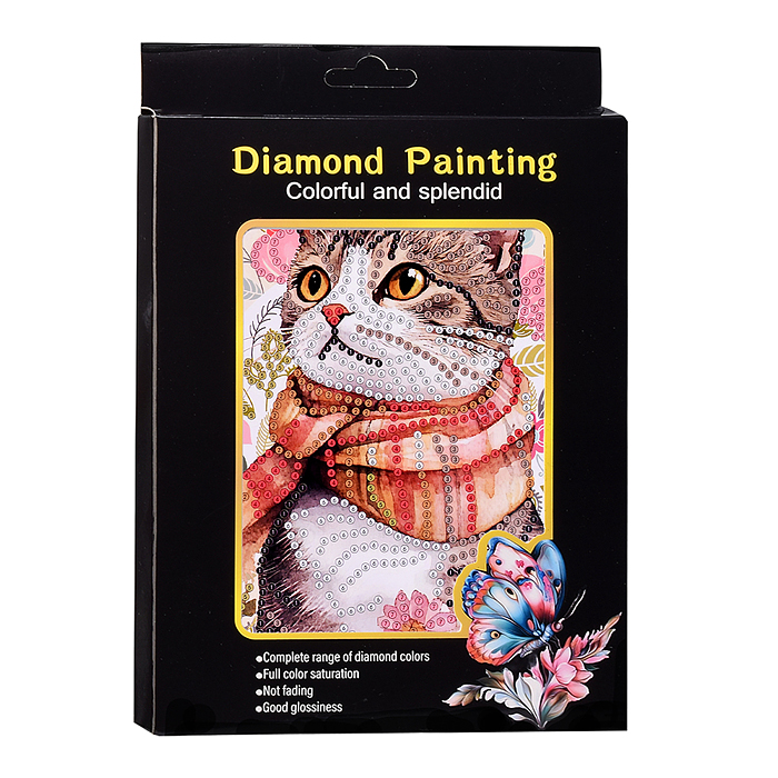 Мозаика алмазная 00-7618 "Котик в шарфе" 15*20см