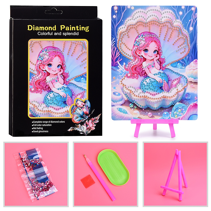 Мозаика алмазная 00-7609 "Русалочка в ракушке" 15*20см