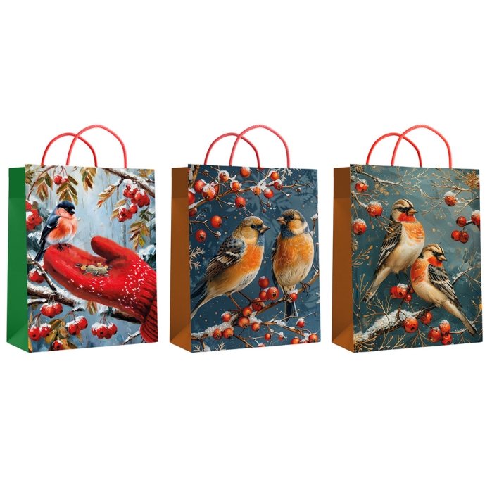 Пакет подарочный "Птицы" ламинированный 18х23х10см, 157г/м2