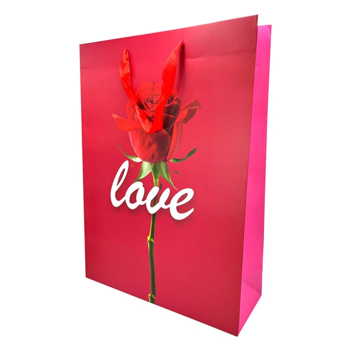 Пакет подарочный "Love" ламинированный 33х45см, 210 гр/м2, ленточные ручки