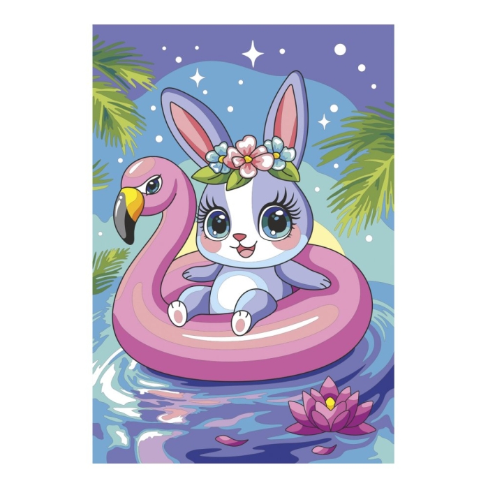 Картина по номерам на холсте 20х30 "Зайчик на отдыхе"