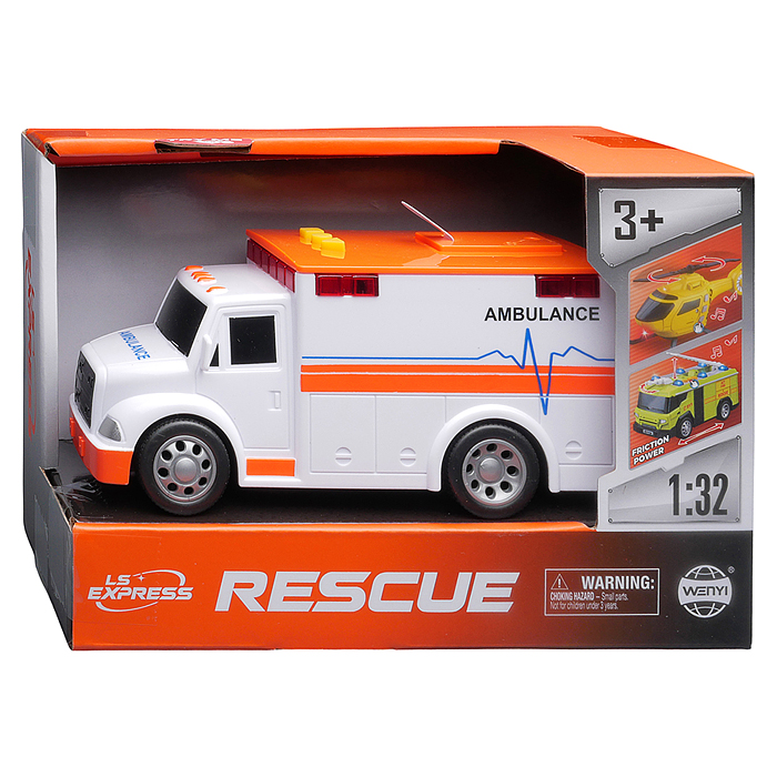 Машина WY1109B "Скорая помощь" 1:32 (свет, звук) в коробке