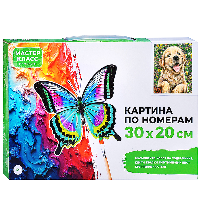 Набор для рисования MKR3020-21 "Картина по номерам 30х20 см.  Забавный щенок" 