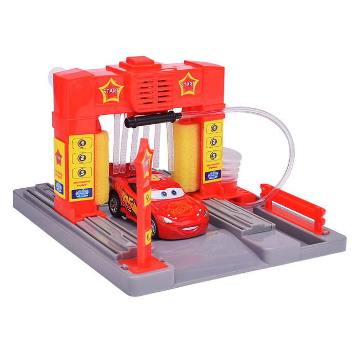 Игрушка пластик "Автомойка" свет-звук, с водой 21см, тачки кор.