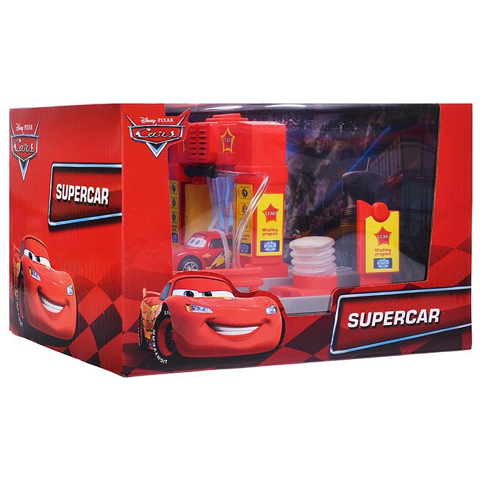 Игрушка пластик "Автомойка" свет-звук, с водой 21см, тачки кор.