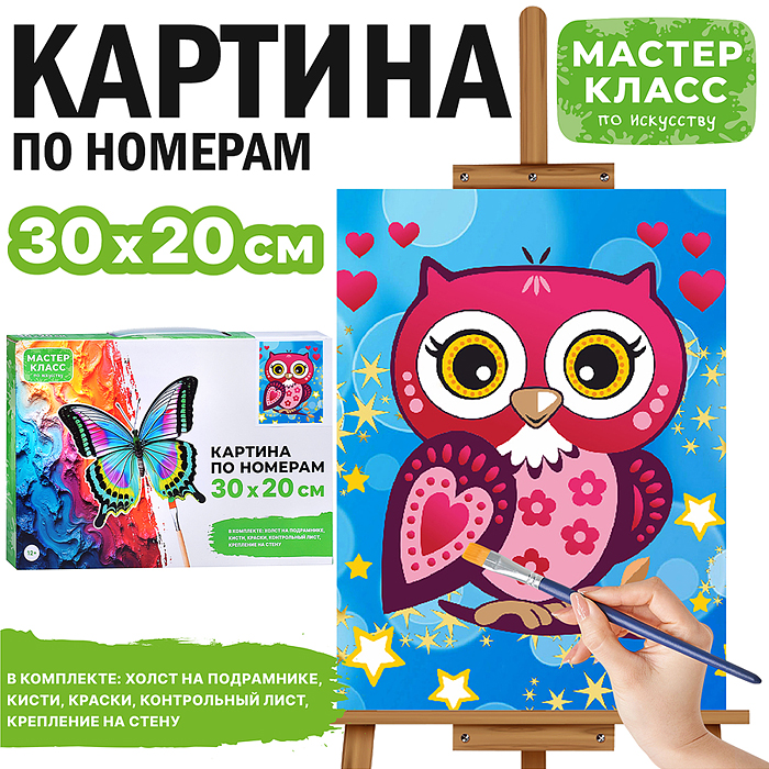 Набор для рисования MKR3020-72 "Картина по номерам 30х20 см. Сова"