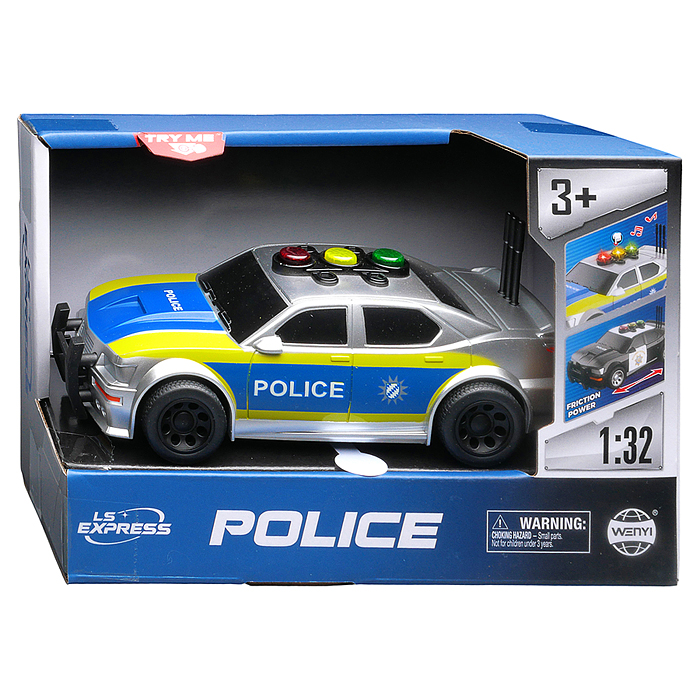 Машина WY1150B "Полиция" 1:32 (свет, звук) в коробке