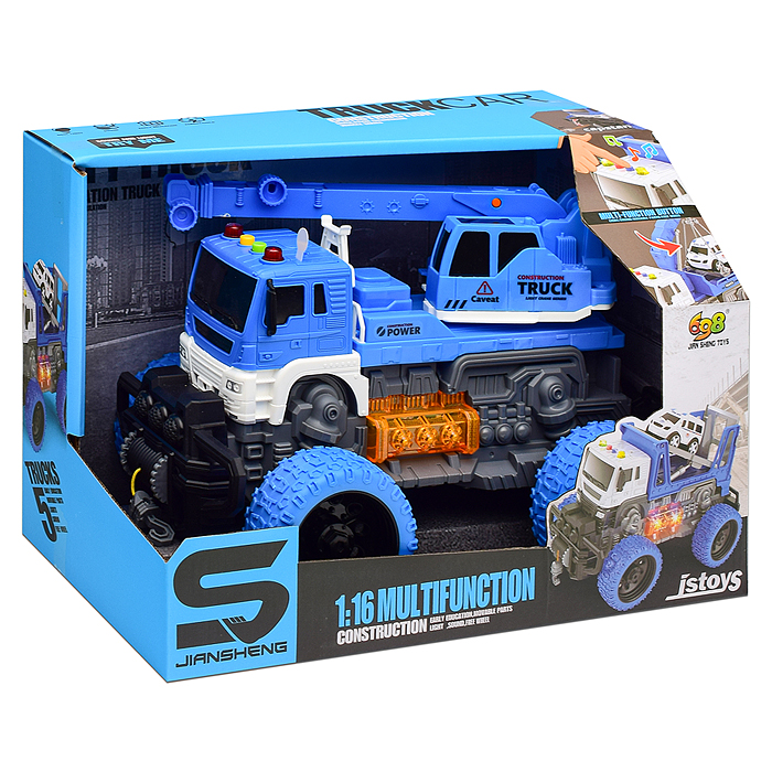 Машина JS105AS "МегаКран" 1:16 (свет, звук) в коробке (цвет синий)