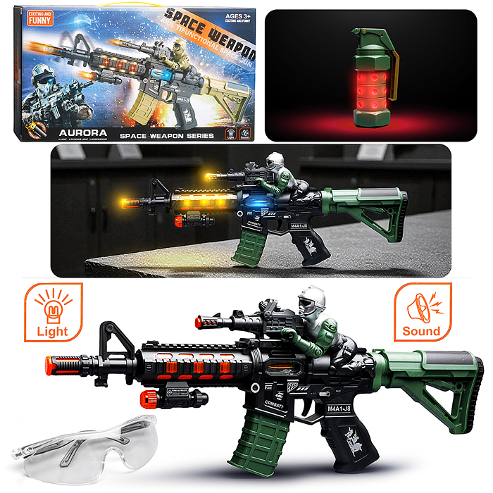 Автомат 844-10 "Взрывной штурм" (свет, звук) на батарейках, в коробке