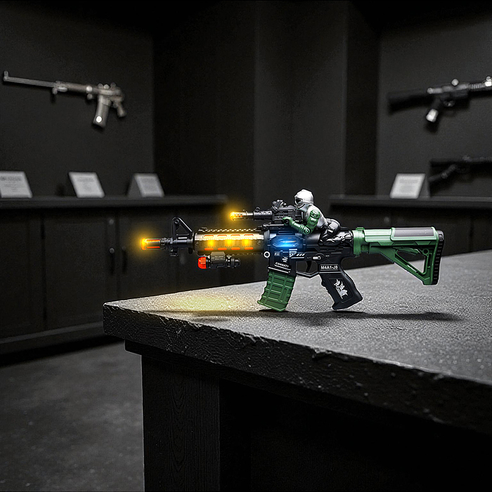 Автомат 844-10 "Взрывной штурм" (свет, звук) на батарейках, в коробке