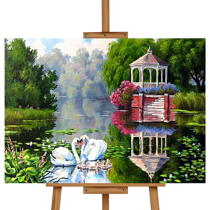 Набор для рисования MKR5040-64 "Картина по номерам 40х50 см. Пара лебедей"