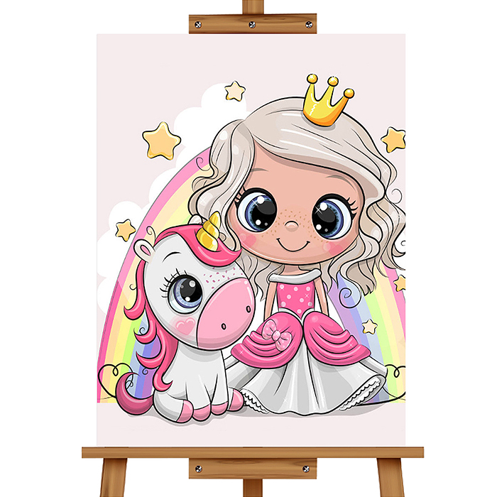 Фото к товару Мозаика алмазная MKA3020-66 "Принцесса и единорог" 20*30см. Мозаика алмазная MKA3020-66 "Принцесса и единорог" 20*30см.