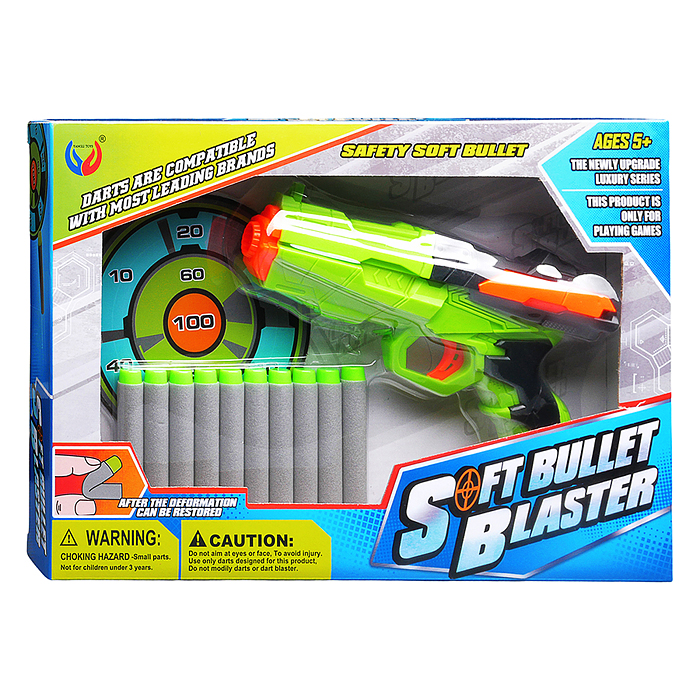 Набор Тир YL-284 "Попади в цель!" с мягкими пулями и мишенью, в коробке