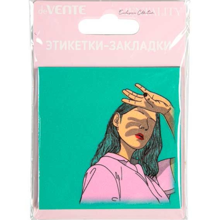 Самоклеящиеся этикетки-закладки "Mentality. Sparkle" пластиковые полупрозрачные, 76x76 мм, голубые