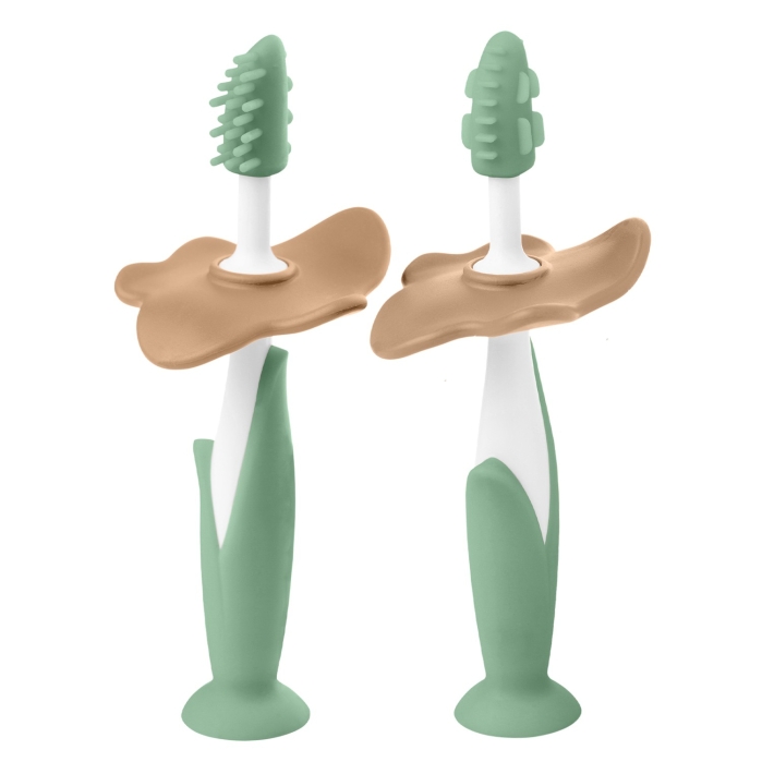 Прорезыватель для зубов и массажер для десен, 2 шт, оливковый