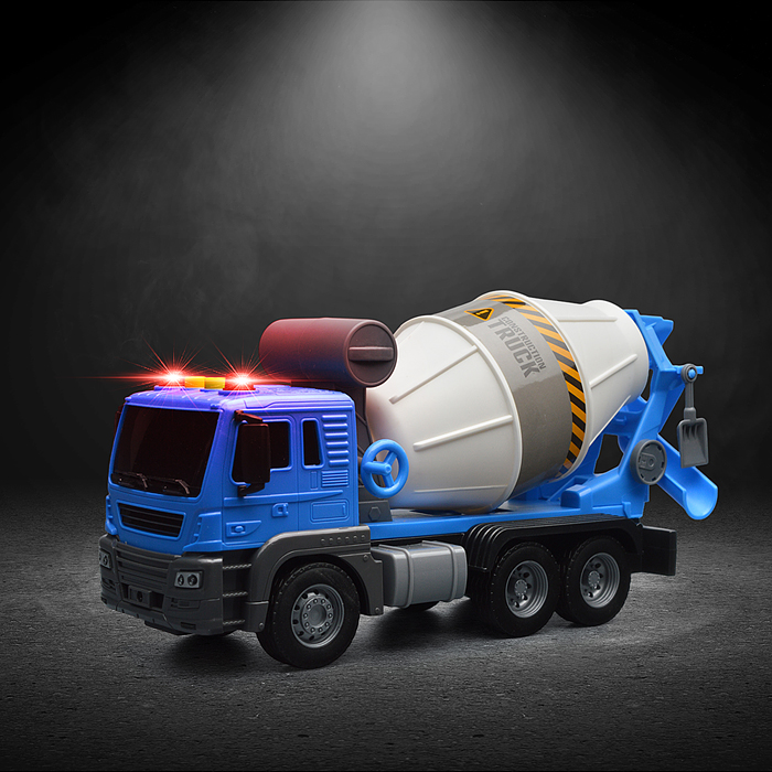 Машина JS102A "Бетономешалка" 1:16 (свет, звук) в коробке (цвет синий)