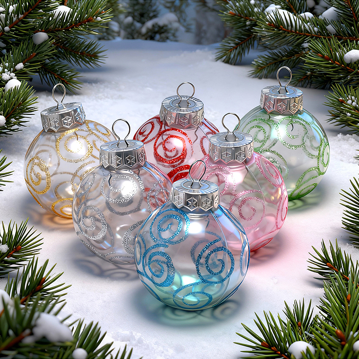Набор новогодних украшений S2498 "Цветные узоры" (6шт х 6см)