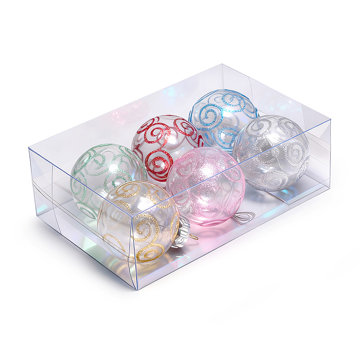 Набор новогодних украшений S2498 "Цветные узоры" (6шт х 6см)