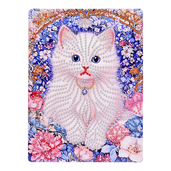 Мозаика алмазная 00-7623 "Белый котёночек" 15*20см