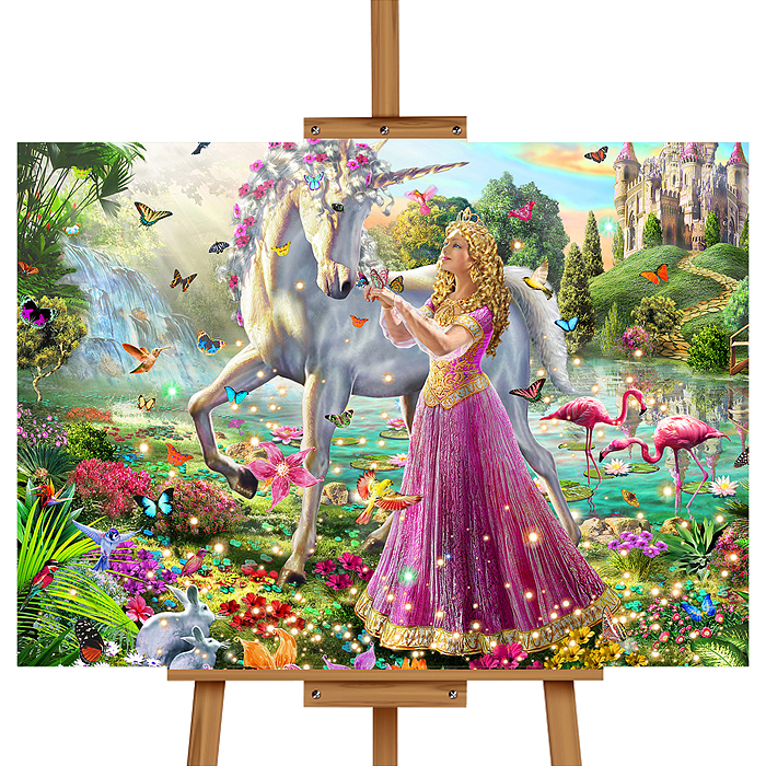 Мозаика алмазная MKA5040-63 "Принцесса и единорог" 40*50см.
