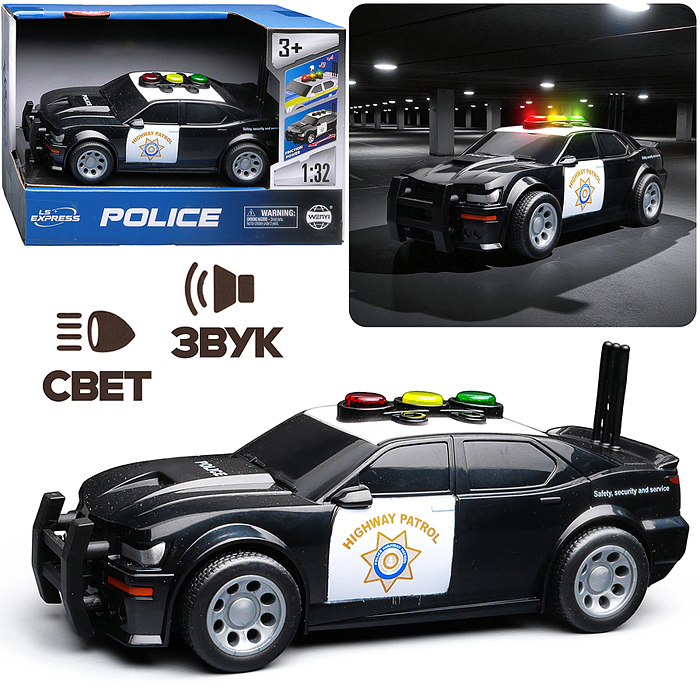 Машина WY1150A "Дорожная полиция" 1:32 (свет, звук) в коробке