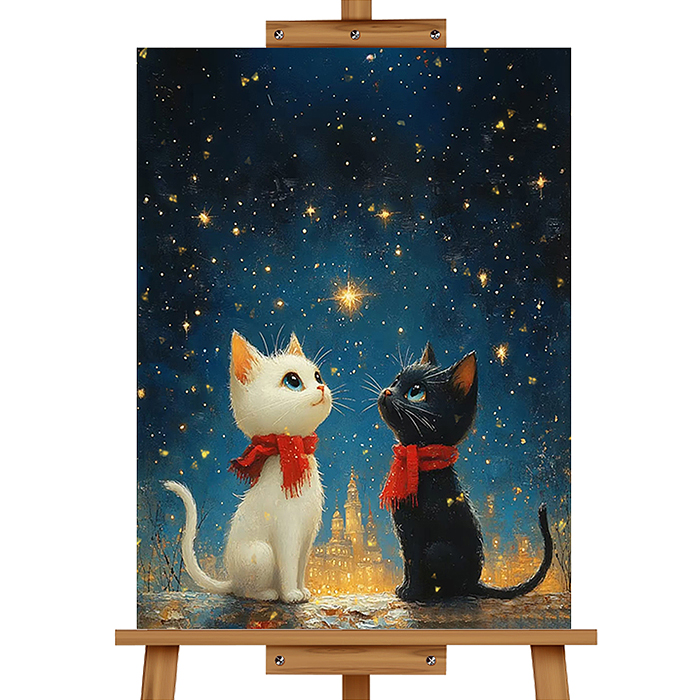 Фото к товару Мозаика алмазная MKA3020-6 "Два кота под звездным небом" 20*30см. Мозаика алмазная MKA3020-6 "Два кота под звездным небом" 20*30см.