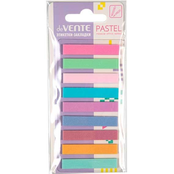 Набор самоклеящихся этикеток-закладок "Pastel" пластиковые полупрозрачные, искрящиеся 44x8 мм