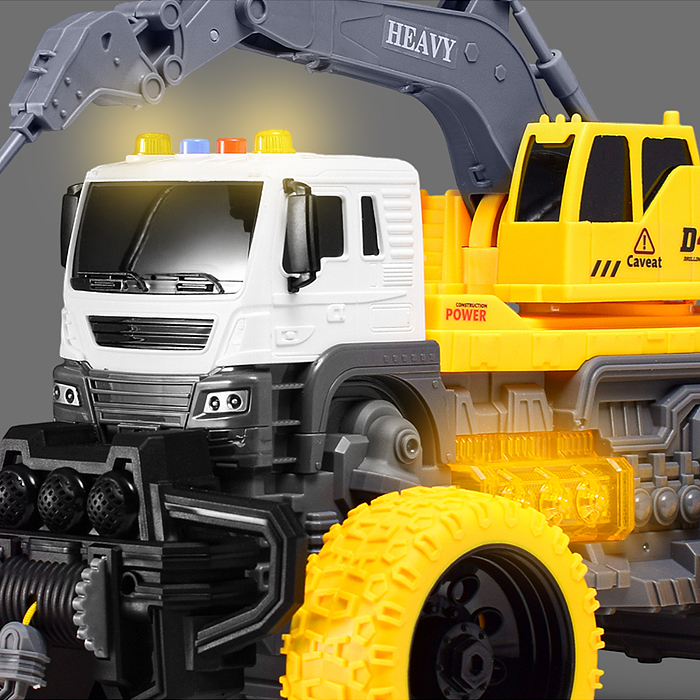 Машина JS104S "МегаБур" 1:16 (свет, звук) в коробке (цвет желтый)