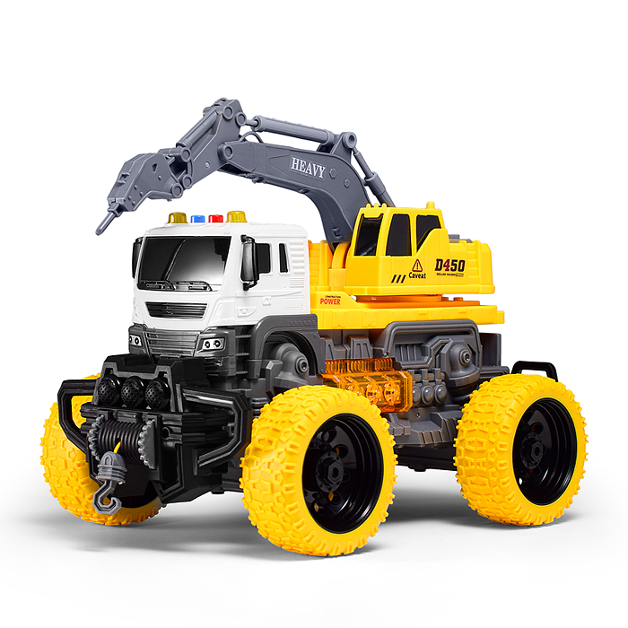 Машина JS104S "МегаБур" 1:16 (свет, звук) в коробке (цвет желтый)