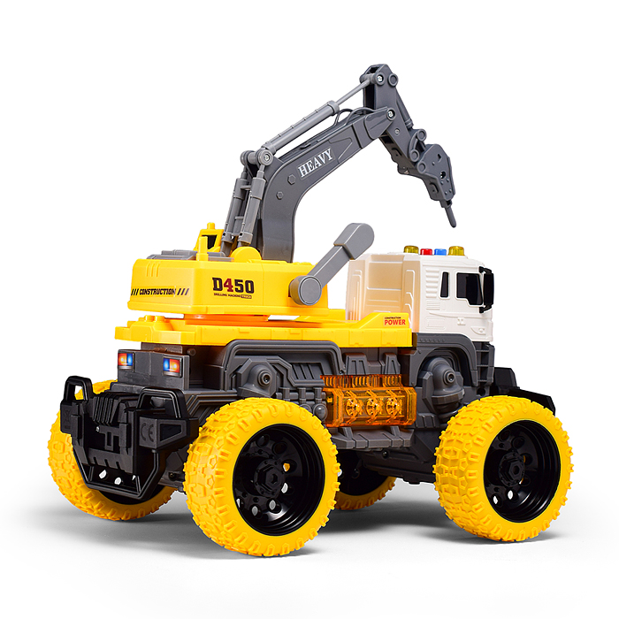 Машина JS104S "МегаБур" 1:16 (свет, звук) в коробке (цвет желтый)