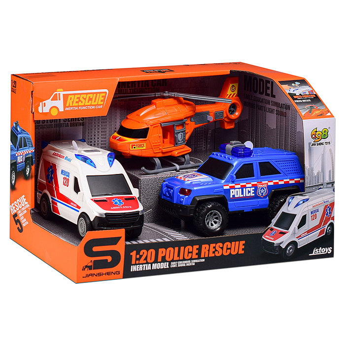Машина JS200O "Городские службы" 1:20 (свет, звук) в коробке