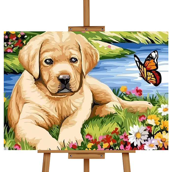 Набор для рисования MKR5040-53 "Картина по номерам 40х50 см. Щенок на полянке"