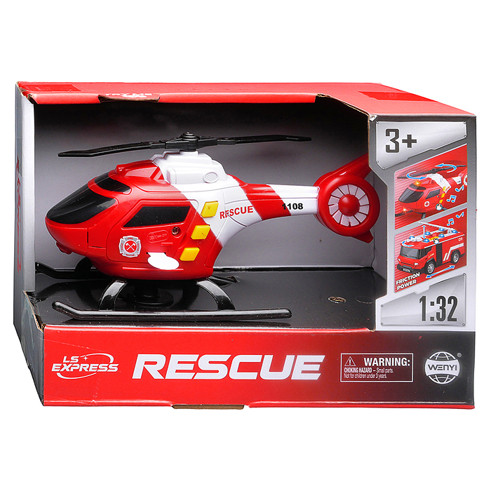 Вертолет WY1108B "Пожарник" 1:32 (свет, звук) в коробке