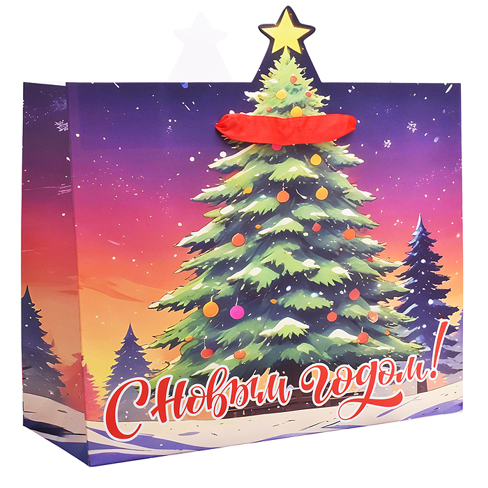 Пакет подарочный новогодний "Без границ" 26х13х32 см, Золотая сказка, ламинация, 